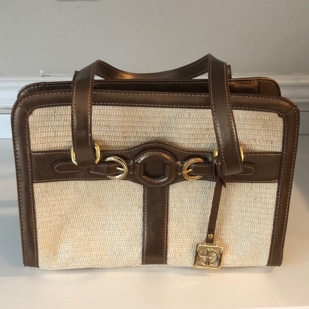 Giani Bernini Brown and Cream Satchel with Vintage-Inspired Design